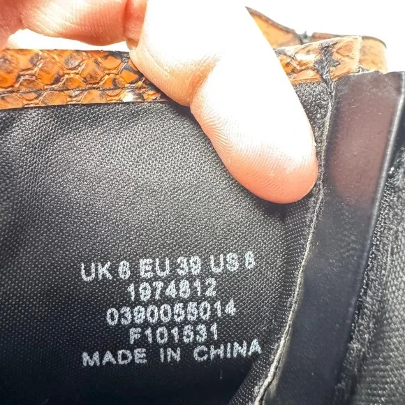 Asos Design Womens Snake Print Buckle Moto Boots Brown Black Chunky Heel Size 8 - Picture 9 of 11